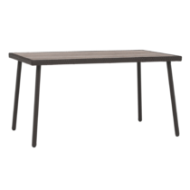 Záhradný stôl, hnedá, oceľ/ratan/artwood, 140x82 cm, SANDVIKA