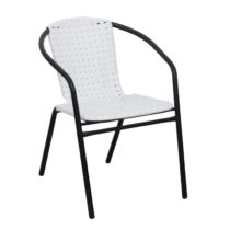 Záhradná stolička, biela/čierna, BERGOLA P1, poškodený tovar