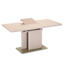 Jedálenský rozkladací stôl, capuccino extra vysoký lesk/tvrdené sklo, VIRAT P1, poškodený tovar