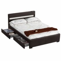 Moderná posteľ s Bluetooth reproduktormi a RGB LED osvetlením, čierna, 180x200, FABALA