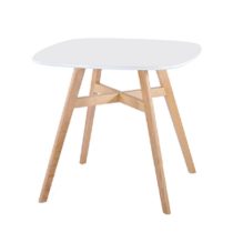 Jedálenský stôl, biela/nohy drevo prírodná, DEJAN NEW, poškodený tovar