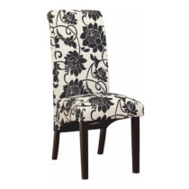 Jedálenská stolička, biela s čiernymi kvetmi/tmavý orech, JUDY 2 NEW