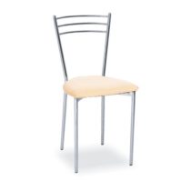 Chrómová stolička, béžová ekokoža/kov, LIANA P1, poškodený tovar