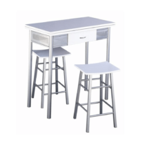 Barový set, stôl + 2 stoličky, biela/strieborná, HOMER R1, rozbalený tovar