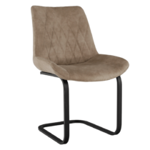 Jedálenská stolička, svetlohnedá látka s efektom brúsenej kože, DENTA, rozbalený tovar
