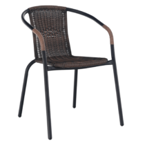 Stohovateľná stolička, hnedá/čierny kov, DOREN P1, poškodený tovar