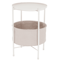 Príručný stolík s odnímateľnou táckou, biela/hnedá, FANDOR