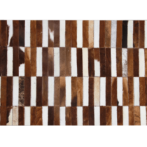 Luxusný kožený koberec, hnedá/biela, patchwork, 171x240, KOŽA TYP 5