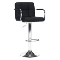 Barová stolička, čierna ekokoža/chróm, LEORA 2 NEW, R1, rozbalený tovar