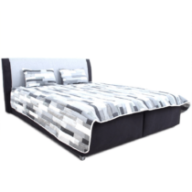 Manželská posteľ, čierna/tmavosivá/vzor, 180x200, DESI