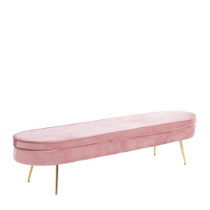 Luxusná lavica, ružová Velvet látka/chróm zlatý, štýl Art-deco, NOBLIN TYP 2