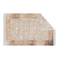 Obojstranný koberec, béžová/vzor, 160x230, NESRIN
