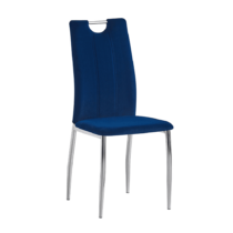 Jedálenská stolička, modrá Velvet látka/chróm, OLIVA NEW, R1, rozbalený tovar
