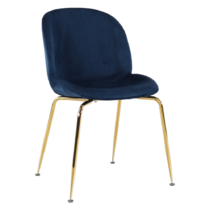 Stolička, látka Velvet modrá/gold chróm-zlatá, PORTIA, rozbalený tovar