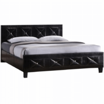 Manželská posteľ s roštom, ekokoža čierna, 160x200, CARISA P1, poškodený tovar