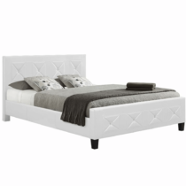 Manželská posteľ s roštom, ekokoža biela, 180x200, CARISA P1, poškodený tovar