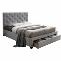 Moderná posteľ s úložným priestorom, sivá látka, 160x200, SANTOLA