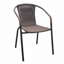 Stohovateľná stolička, hnedá/čierny kov, DOREN P4, poškodený tovar
