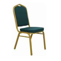 Stohovateľná stolička, zelená/matný zlatý rám, ZINA 2 NEW, 2.trieda