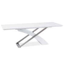 Jedálenský stôl, biela/biela extra vysoký lesk HG, KROS P1, poškodený tovar