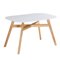 Jedálenský stôl, biela/prírodná, CYRUS NEW R1, rozbalený tovar